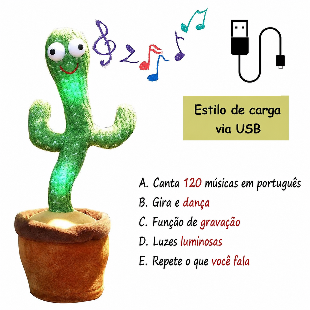 Cacto Dançarino e Falante (Musical & USB)
